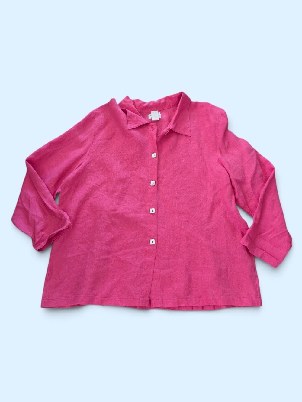 Vintage Pink Linen Tunic With Peplum Women's Size Large Lagenlook